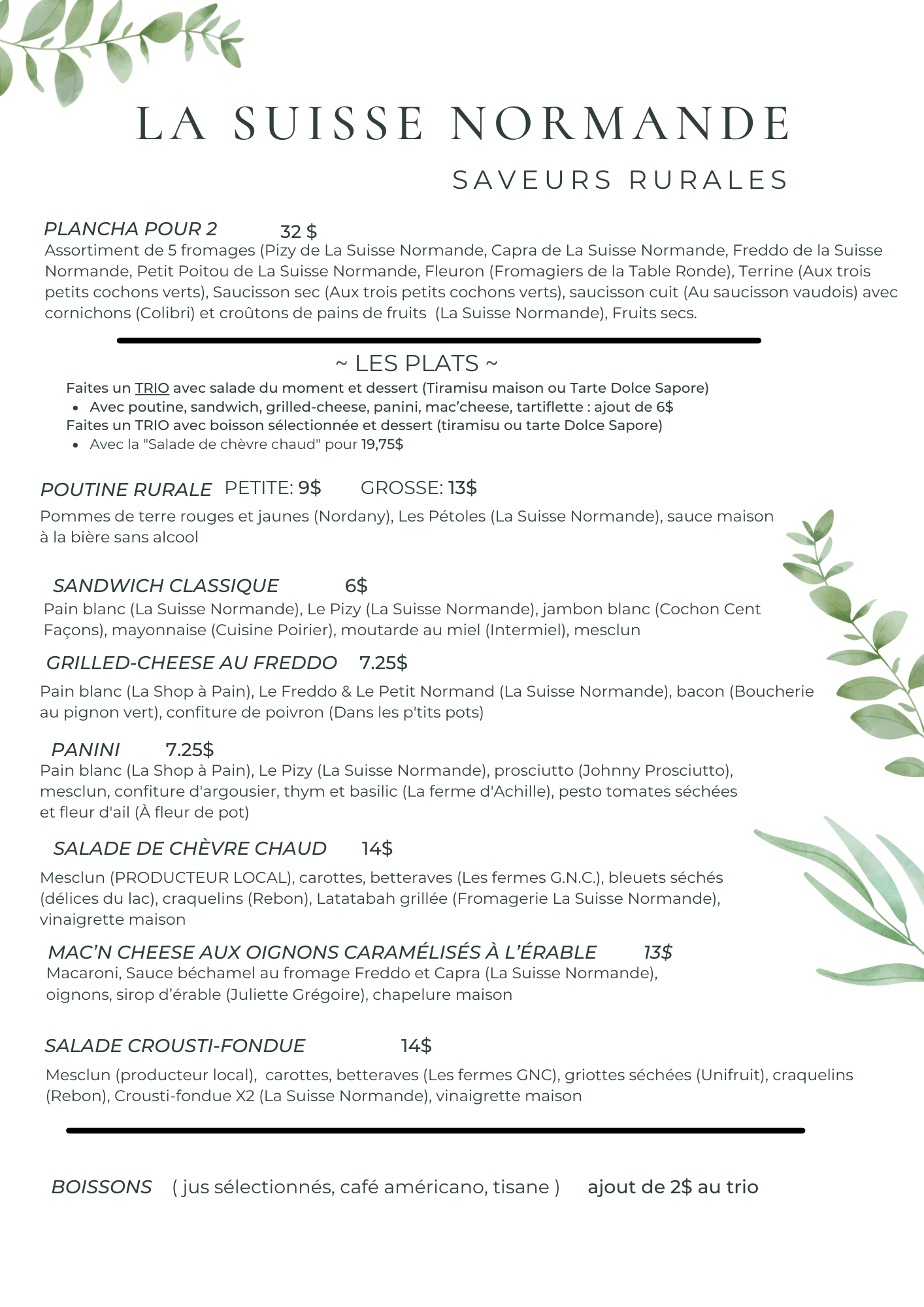 Menu Été 2026